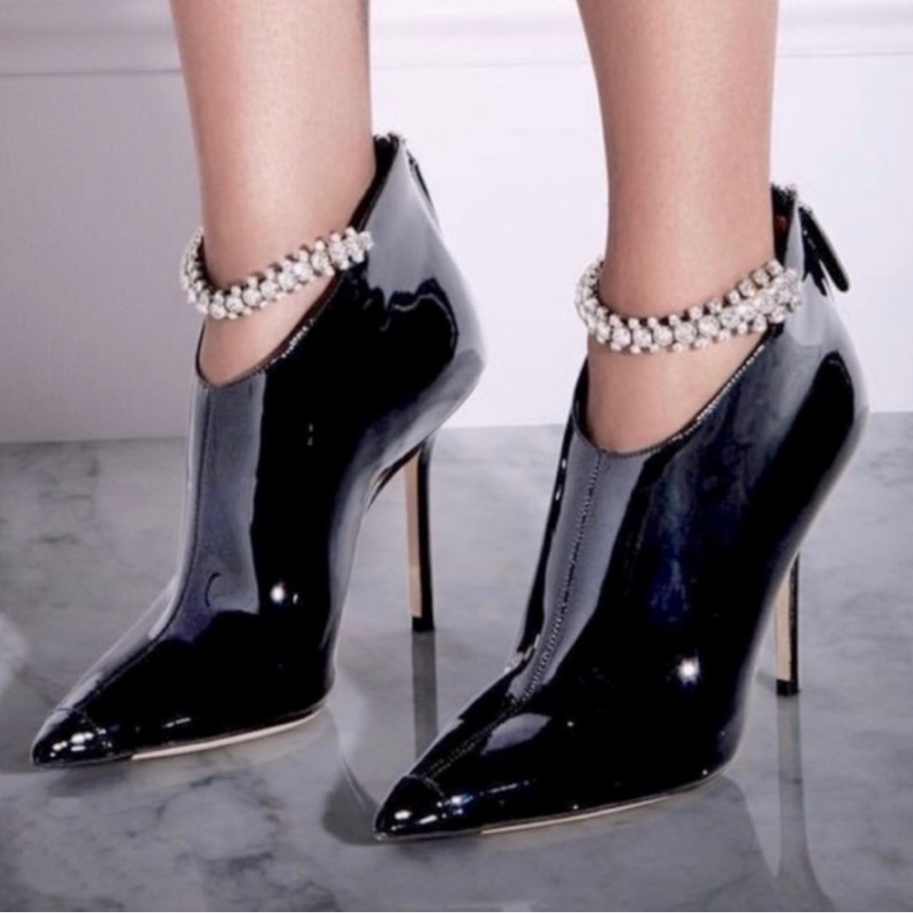 BRAND NEW Jimmy Choo Patent Blaize Booties Sz 36.5